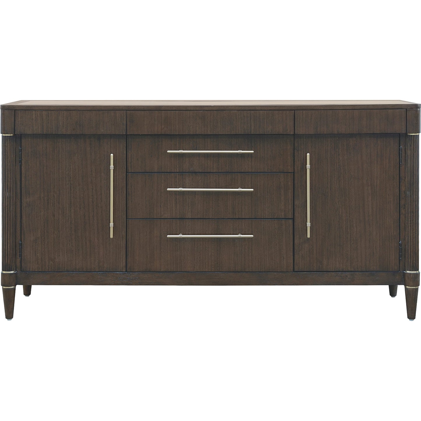 002 SI-2449355 | Additional Silo | Asher Park Glass Top 2 Door Buffet with Storage Drawers by Pulaski Furniture in piano brown. Made from eucalyptus veneers in a unique style.