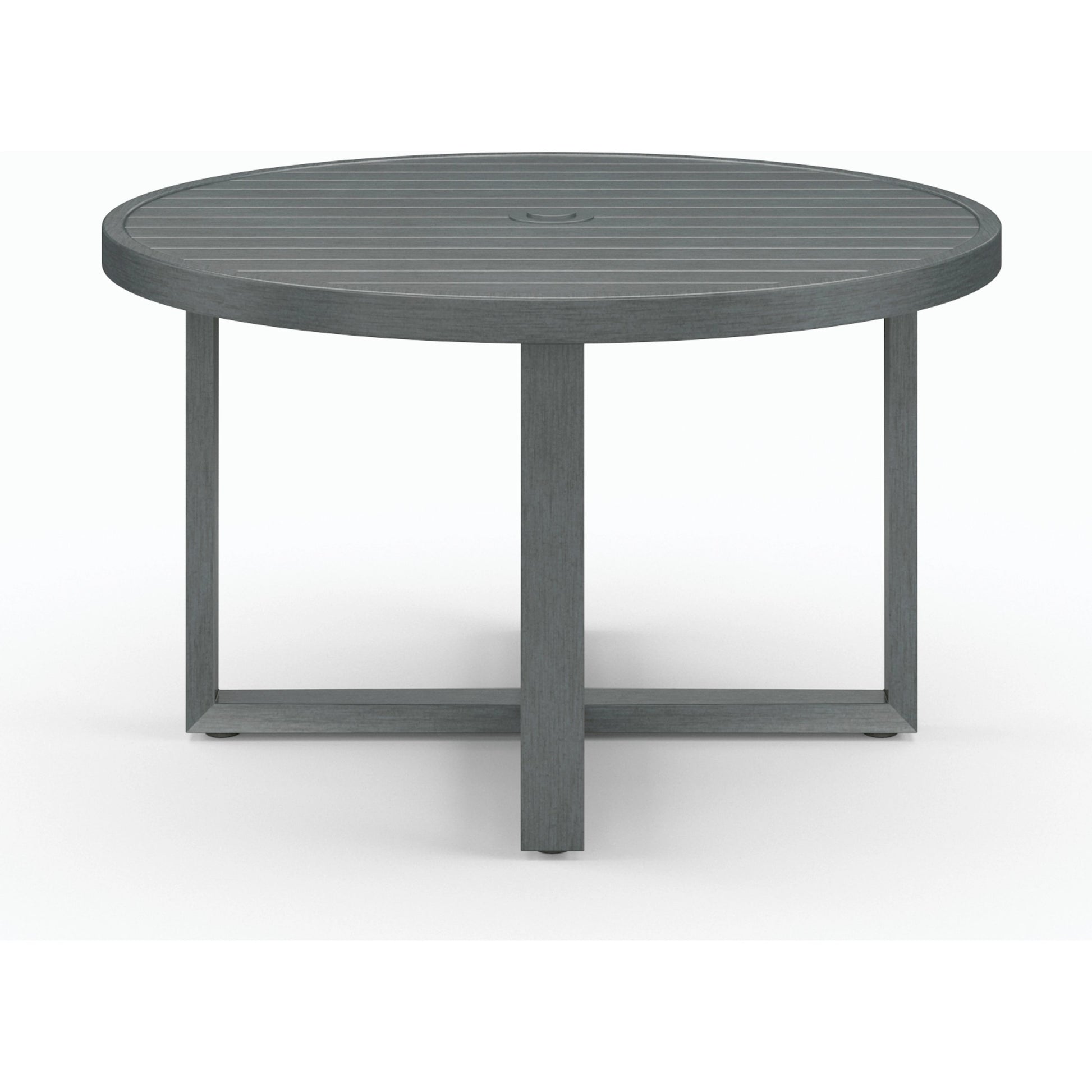 Redondo Outdoor 50" Round Dining Table by Sunset West in slate. Made from aluminum in a modern style.