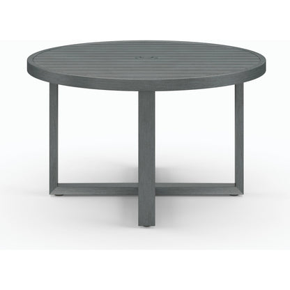 Redondo Outdoor 50" Round Dining Table by Sunset West in slate. Made from aluminum in a modern style.