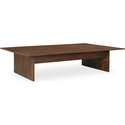 Everett Coffee Table by Moe's Home Collection in brown. Made from solid mango wood, mango wood veneer over plywood (back, drawer bottom) in a unique style.