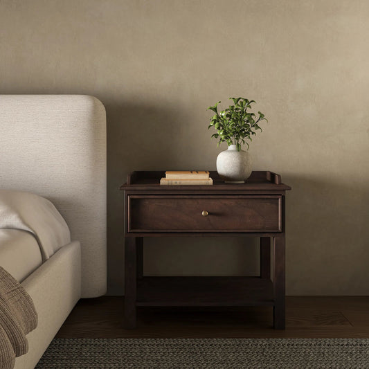 Maeve Nightstand by Moe's Home Collection in brown. Made from mango wood, iron in a unique style.