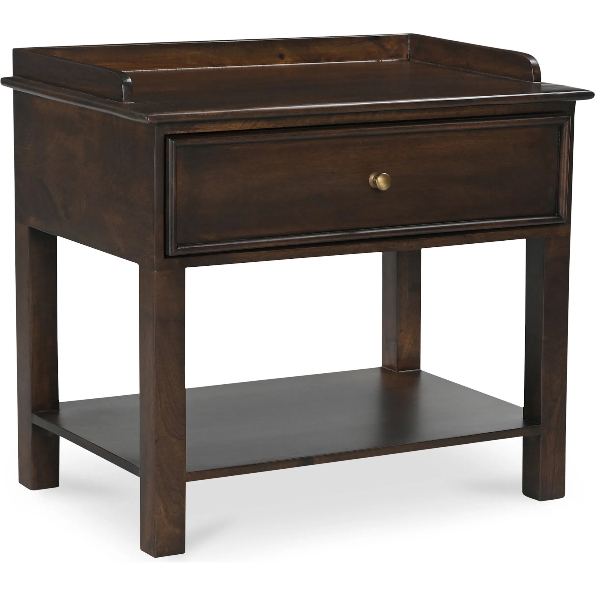 Maeve Nightstand by Moe's Home Collection in brown. Made from mango wood, iron in a traditional style.