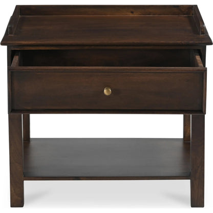 Maeve Nightstand by Moe's Home Collection in brown. Made from mango wood, iron in a traditional style.
