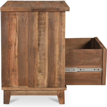 Augusta Nightstand by Moe's Home Collection in brown. Made from reclaimed wood, railway sleeper in a unique style.