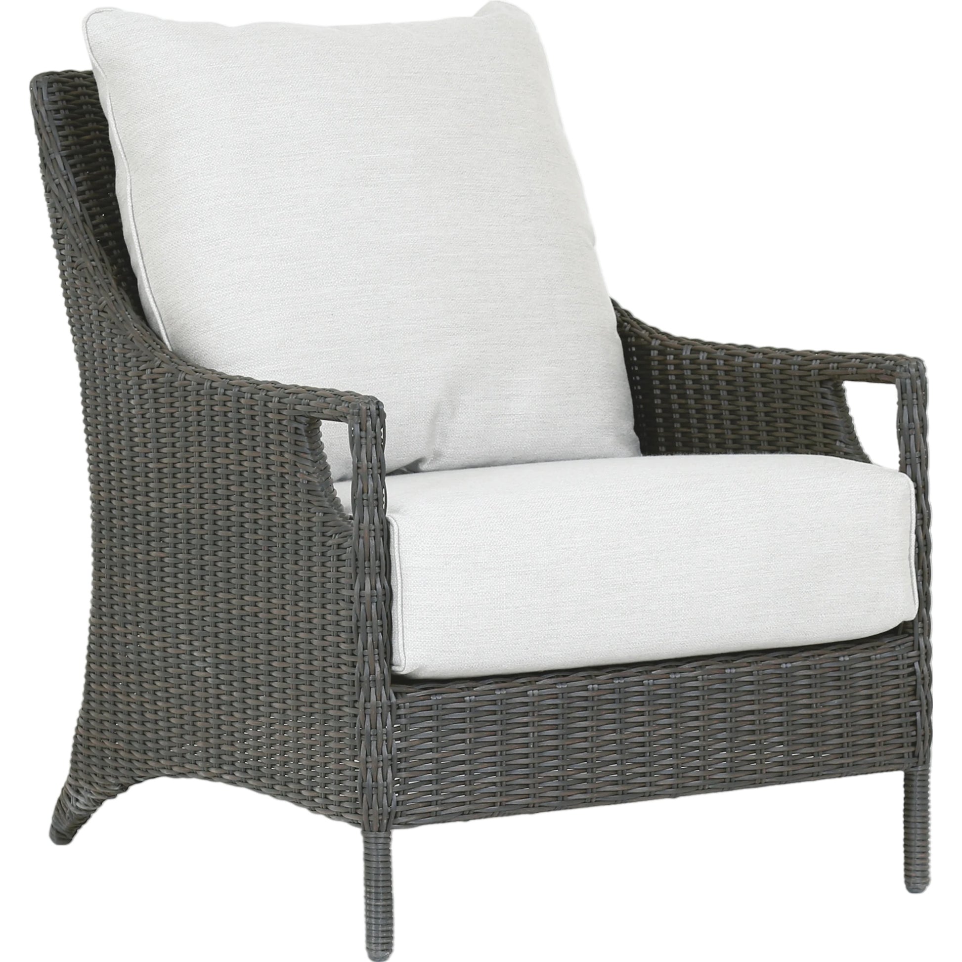 Ibiza Outdoor Club Chair by Sunset West in carbon. Made from resin wicker in a modern style.