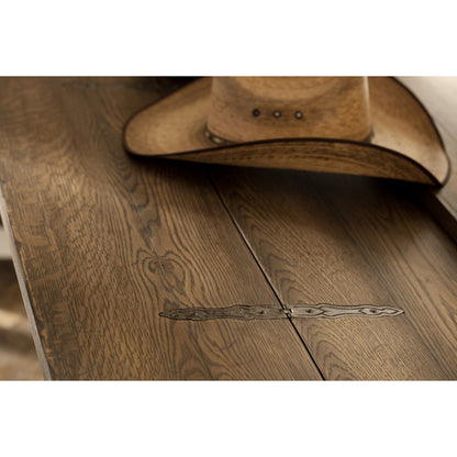 Bluewind Flip-Top Console Table by Hooker Furniture in saddle brown. Made from white oak veneers in a traditional style.