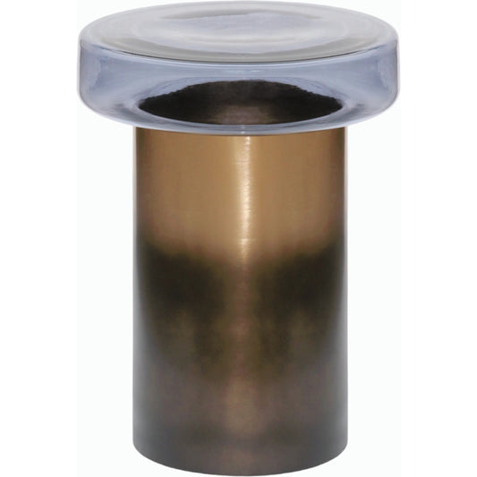 Bolivar End Table - 527898 by Surya in top: blue, base: metallic - gold and two-tonedtinted. Made from glass, iron in a modern style.