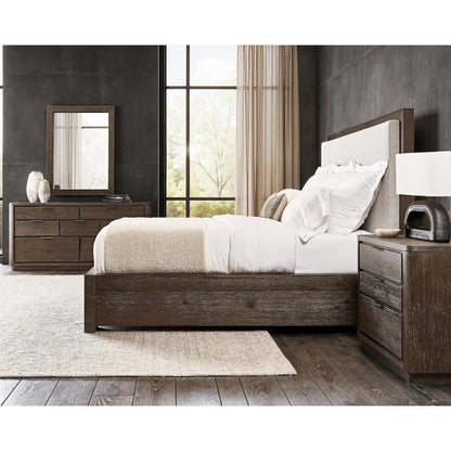 Outline Panel Bed by Bernhardt in cassel. Made from wood, fabric in a transitional style.