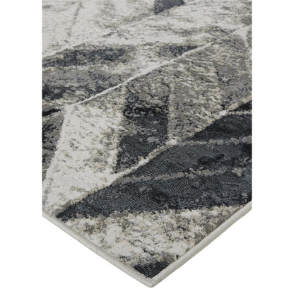 Micah Chevron Rug - 3048F by Feizy in black, gray, silver. Made from polyester, polypropylene in a unique style.