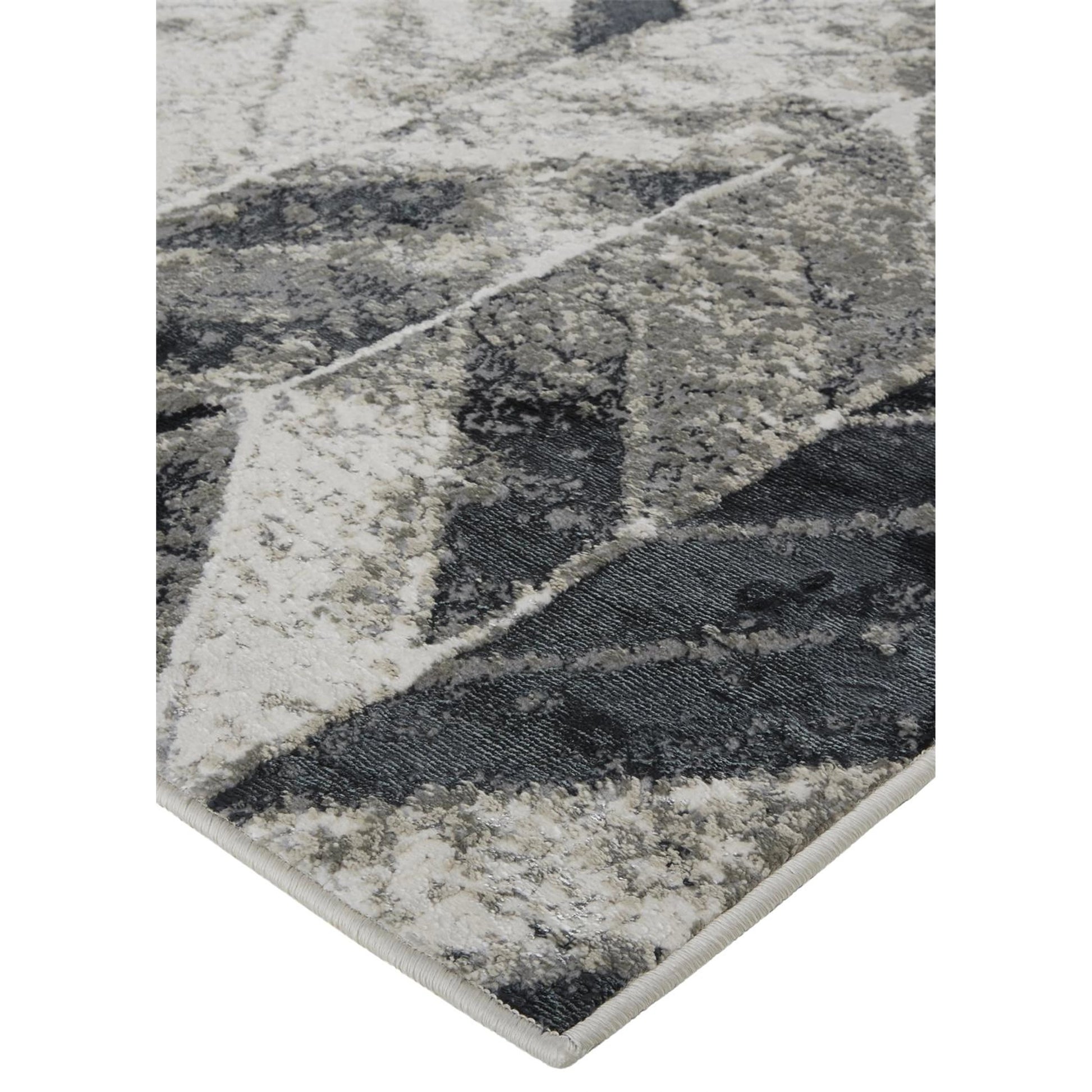 Micah Chevron Rug - 3048F by Feizy in black, gray, silver. Made from polyester, polypropylene in a unique style.