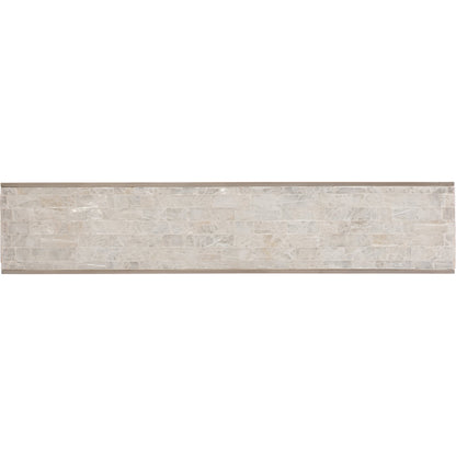Emma Console Table by Hooker Furniture in silver leaf. Made from faux silver leaf on metal with selenite top in a modern style.