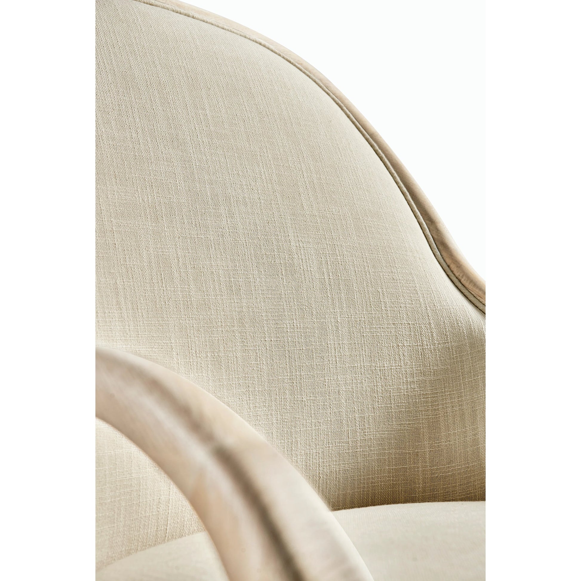 Water Basin Dining Arm Chair by Jonathan Charles in whitewash oak. Made from oak, foam, fabric, grass cloth in a modern style.