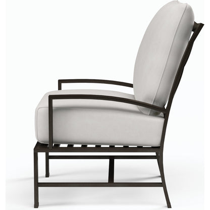 La Outdoor Jolla Club Chair by Sunset West in espresso. Made from aluminum in a modern style.