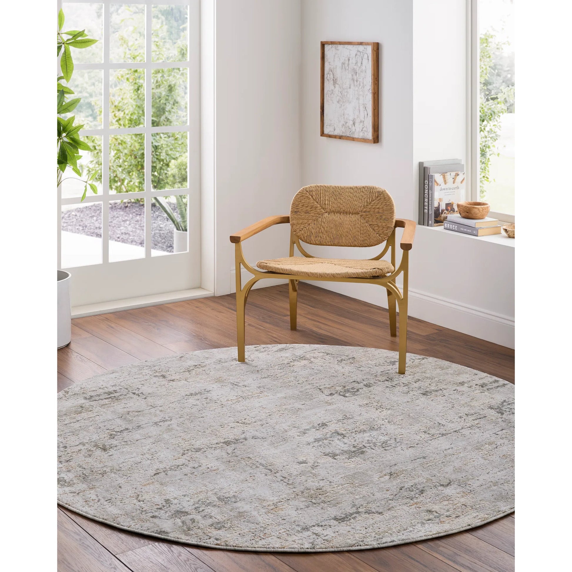 Brunswick BWK-2350 Rug by Livabliss in cream, light gray, medium brown, light brown, charcoal, mustard. Made from face: 50% polyester, 50% polypropylene, warp: 100% cotton in a unique style.