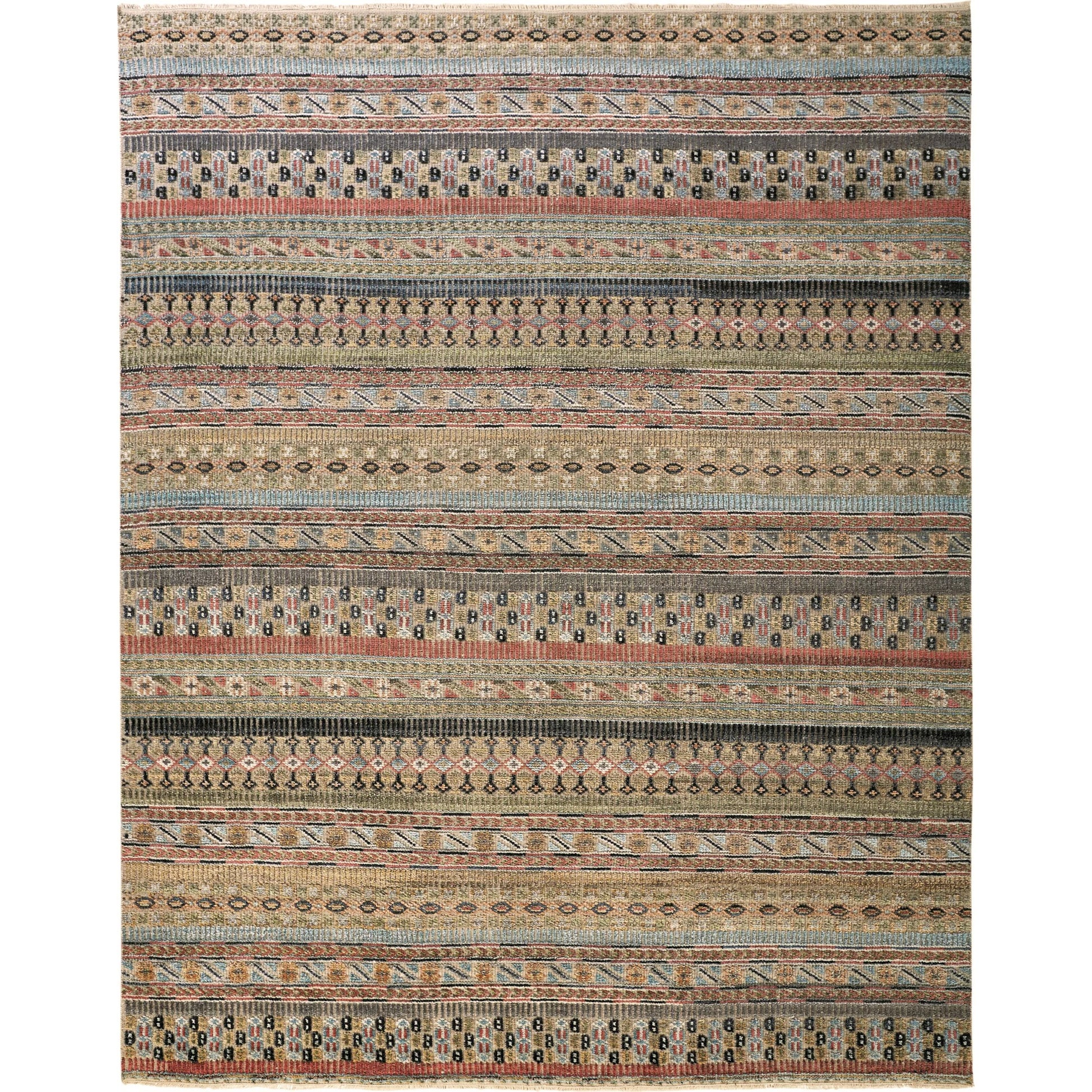 Payton Transitional Stripes Rug - 6498F by Feizy in tan, orange, blue. Made from viscose, wool in a unique style.