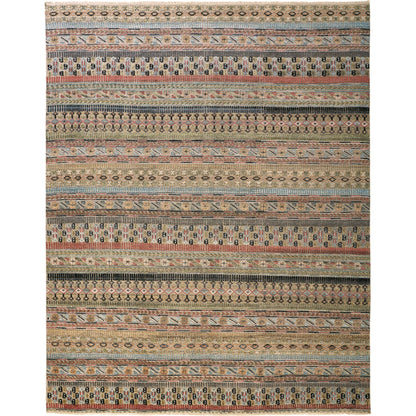 Payton Transitional Stripes Rug - 6498F by Feizy in tan, orange, blue. Made from viscose, wool in a unique style.
