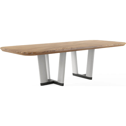 Portico Rectangular Dining Table by A.R.T. Furniture in sienna, white plaster. Made from parawood solids, mindi veneers, resin, metal in a modern style.