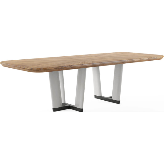 Portico Rectangular Dining Table by A.R.T. Furniture in sienna, white plaster. Made from parawood solids, mindi veneers, resin, metal in a modern style.