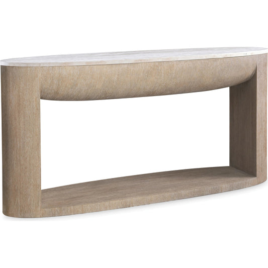 Loggia Oval Console Table by Bernhardt in aria. Made from wood, stone in a unique style.