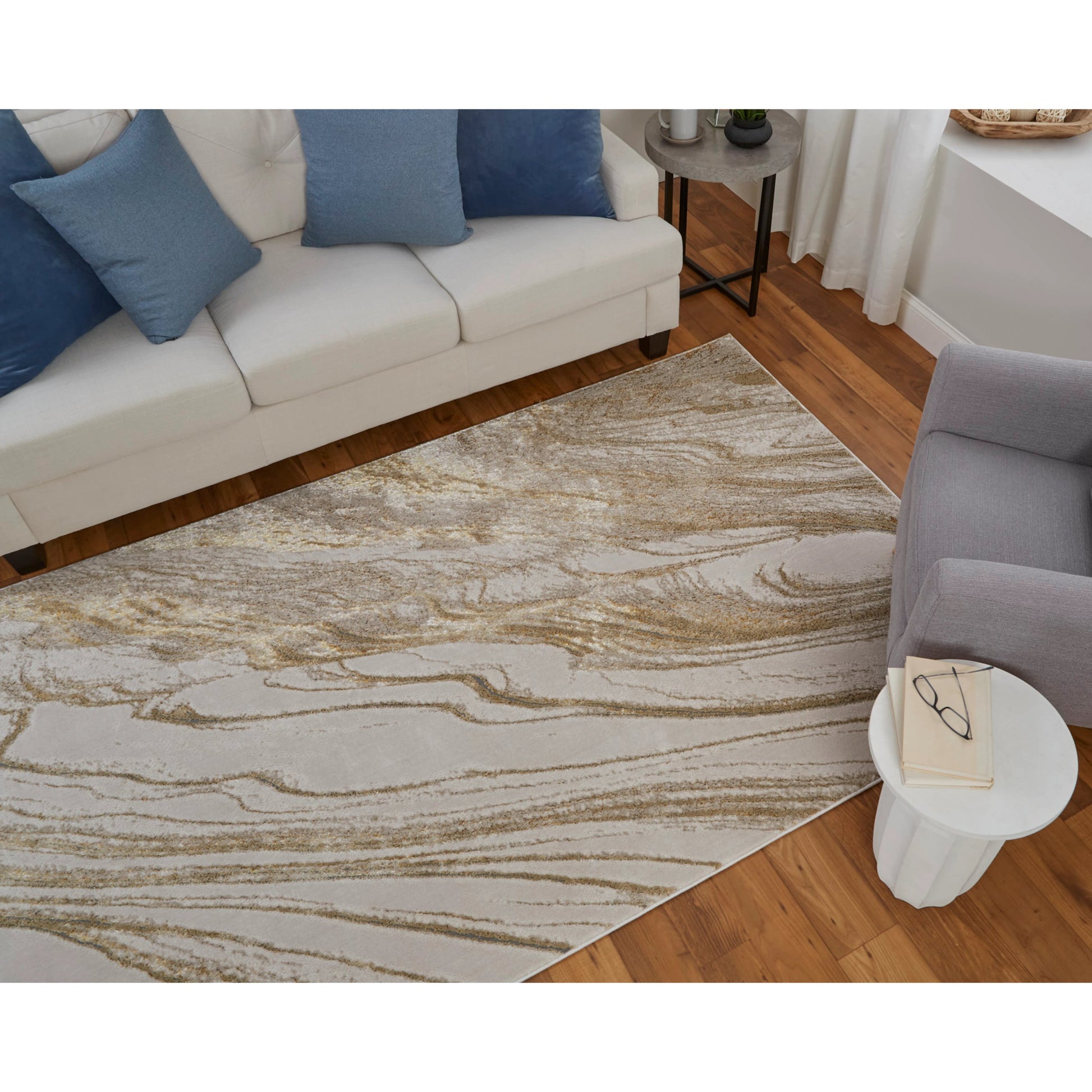 Aura Rug - 39LLF by Feizy in ivory, taupe, gold. Made from polyester, polypropylene in a unique style.