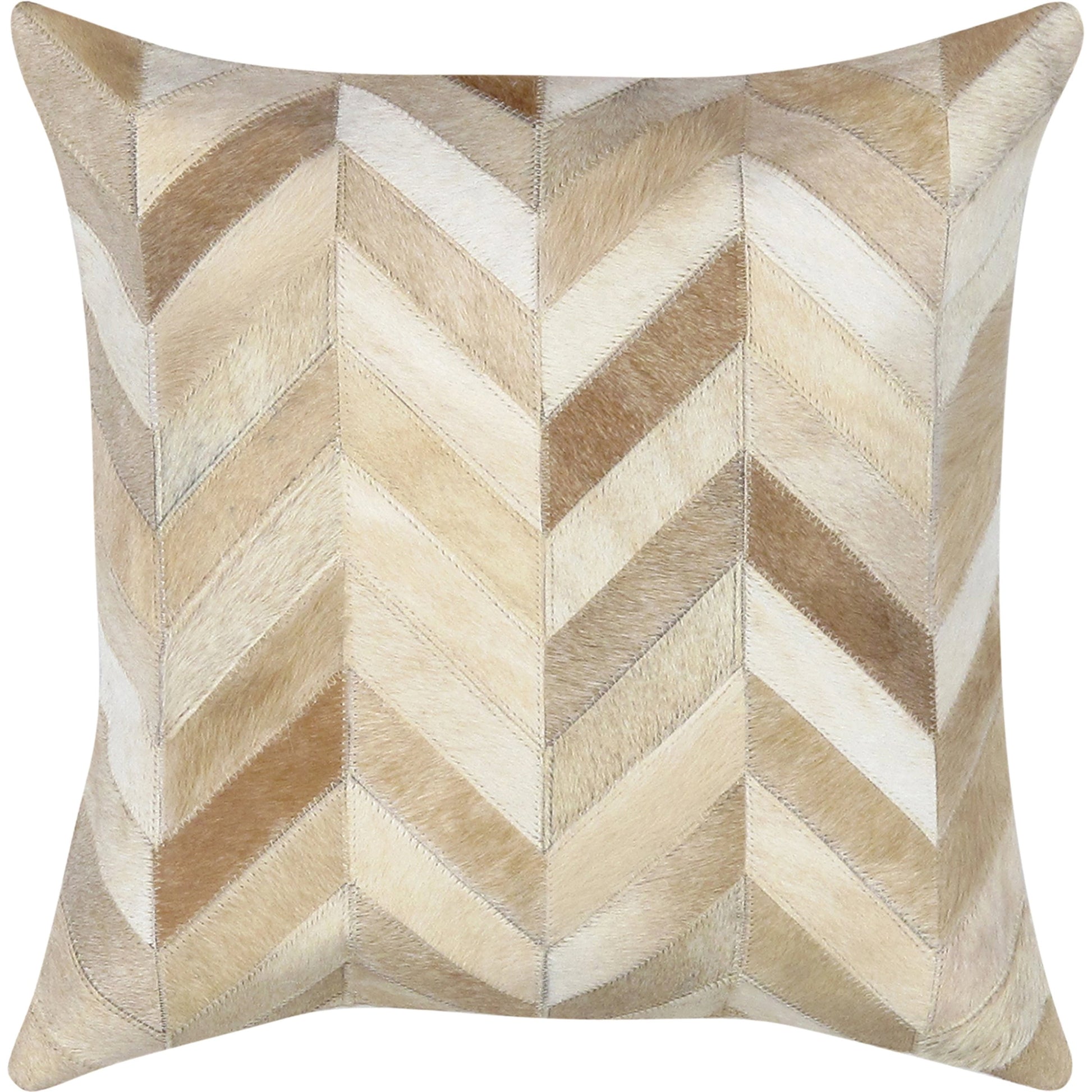 Safari Chevron Cowhide Throw Pillow by Pasargad Home in l. brown. Made from cowhide in a modern style.