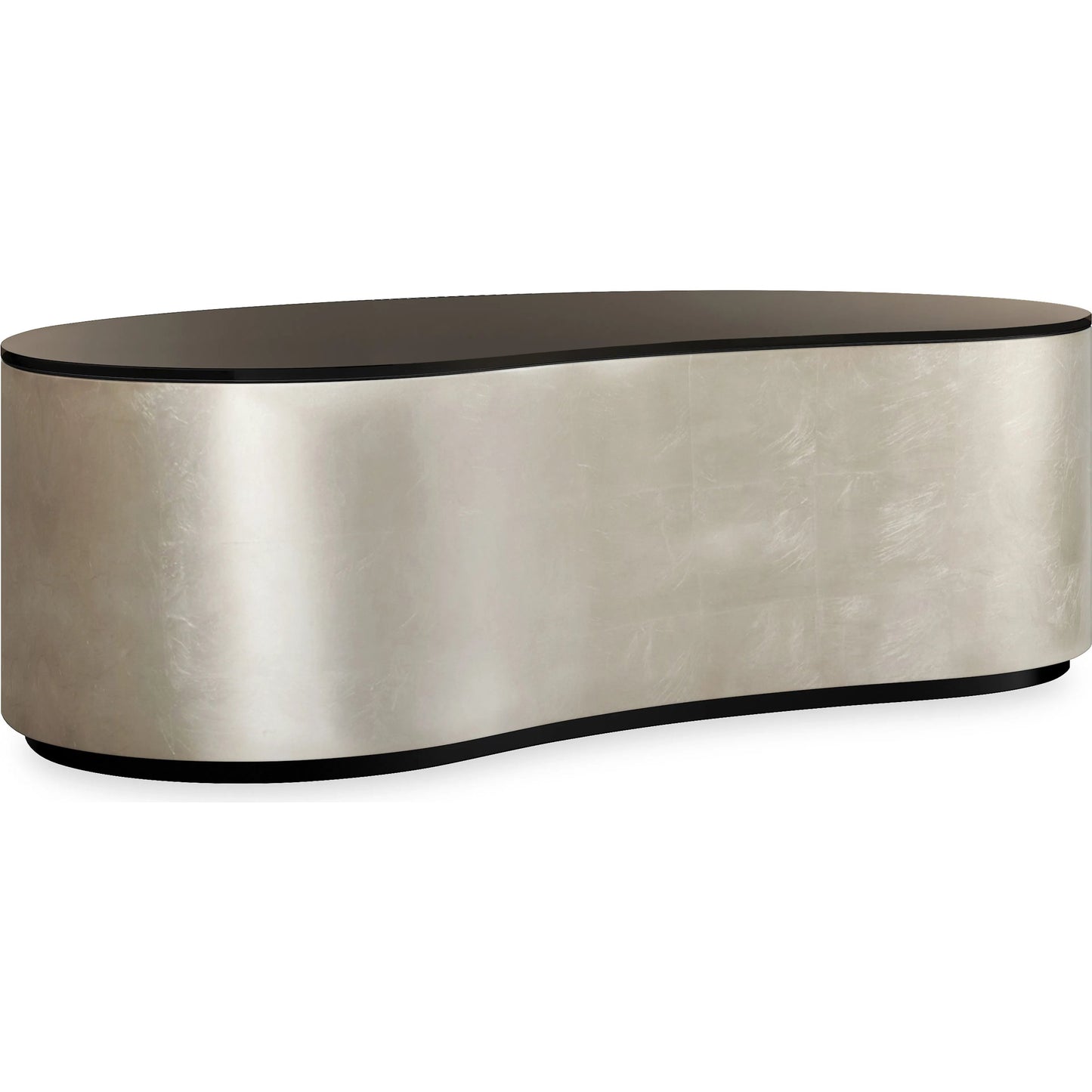000 SI-2250448 | Primary Silo | Adele Cocktail Table by Caracole in charcoal leaf, almost black. Made from asian hardwood, glass in a modern style.