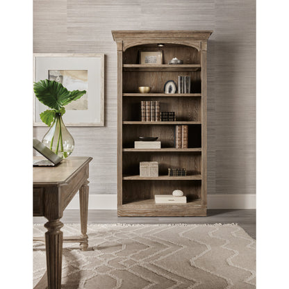 Sutter Bookcase by Hooker Furniture in claro. Made from cathedral oak veneers in a traditional style.