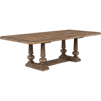 Architrave Trestle Dining Table by A.R.T. Furniture in almond. Made from pine solids and veneer, resin in a traditional style.