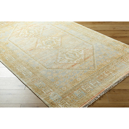 Bunyan BYN-2300 Rug by Surya in light beige, dusty pink, pale blue, mustard. Made from main: 70% wool, main: 30% viscose in a unique style.