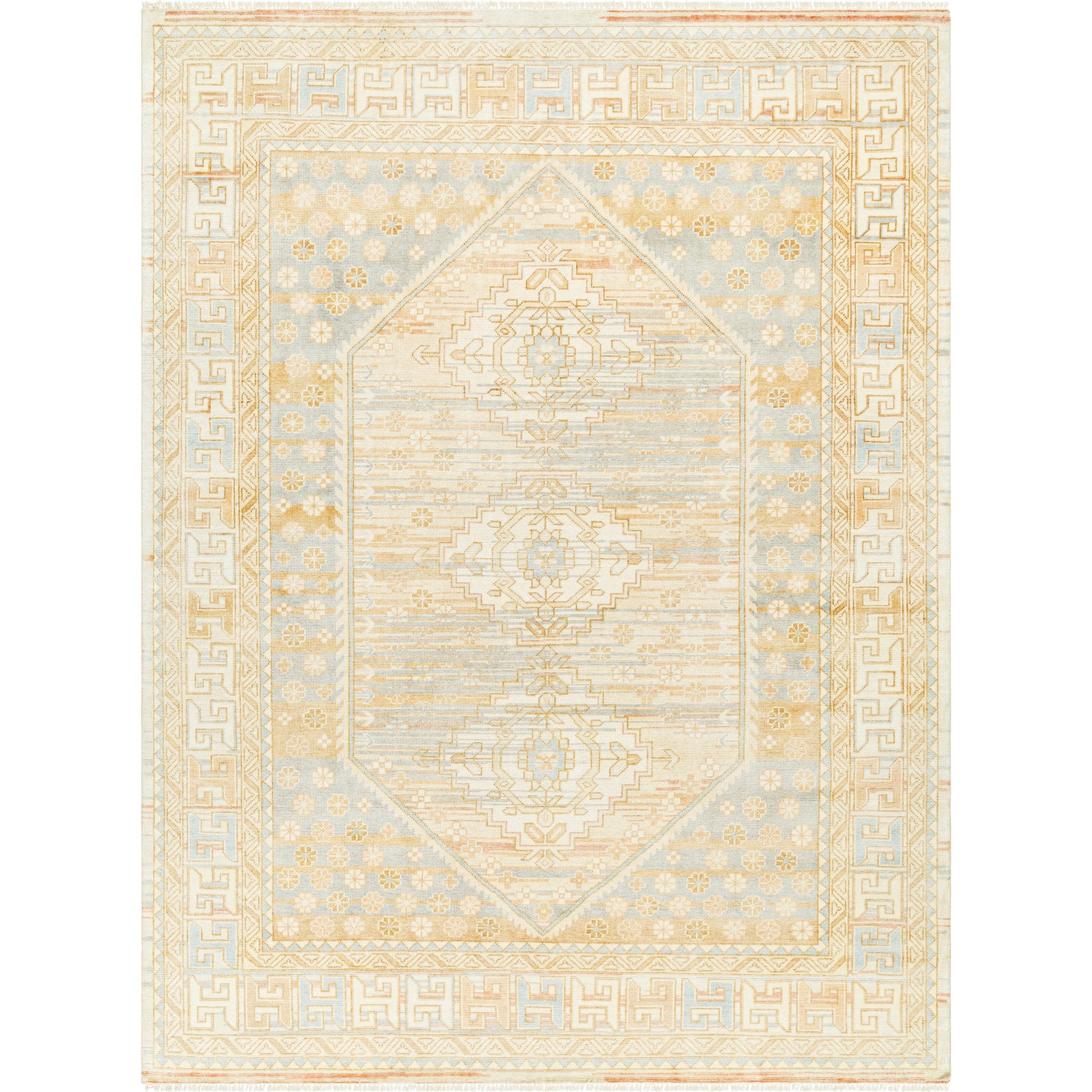 Bunyan BYN-2300 Rug by Surya in light beige, dusty pink, pale blue, mustard. Made from main: 70% wool, main: 30% viscose in a unique style.