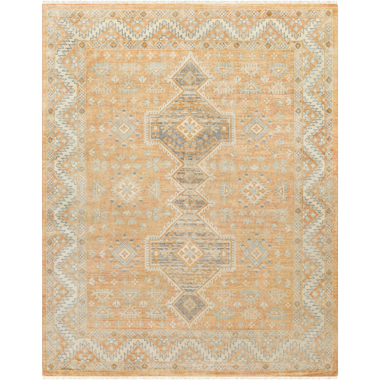 001 SI-1917491,SI-1917494,SI-1917495,SI-1917496 | Primary Silo | Bunyan BYN-2304 Rug by Surya in peach, slate, ivory. Made from main: 70% wool, main: 30% viscose in a unique style.