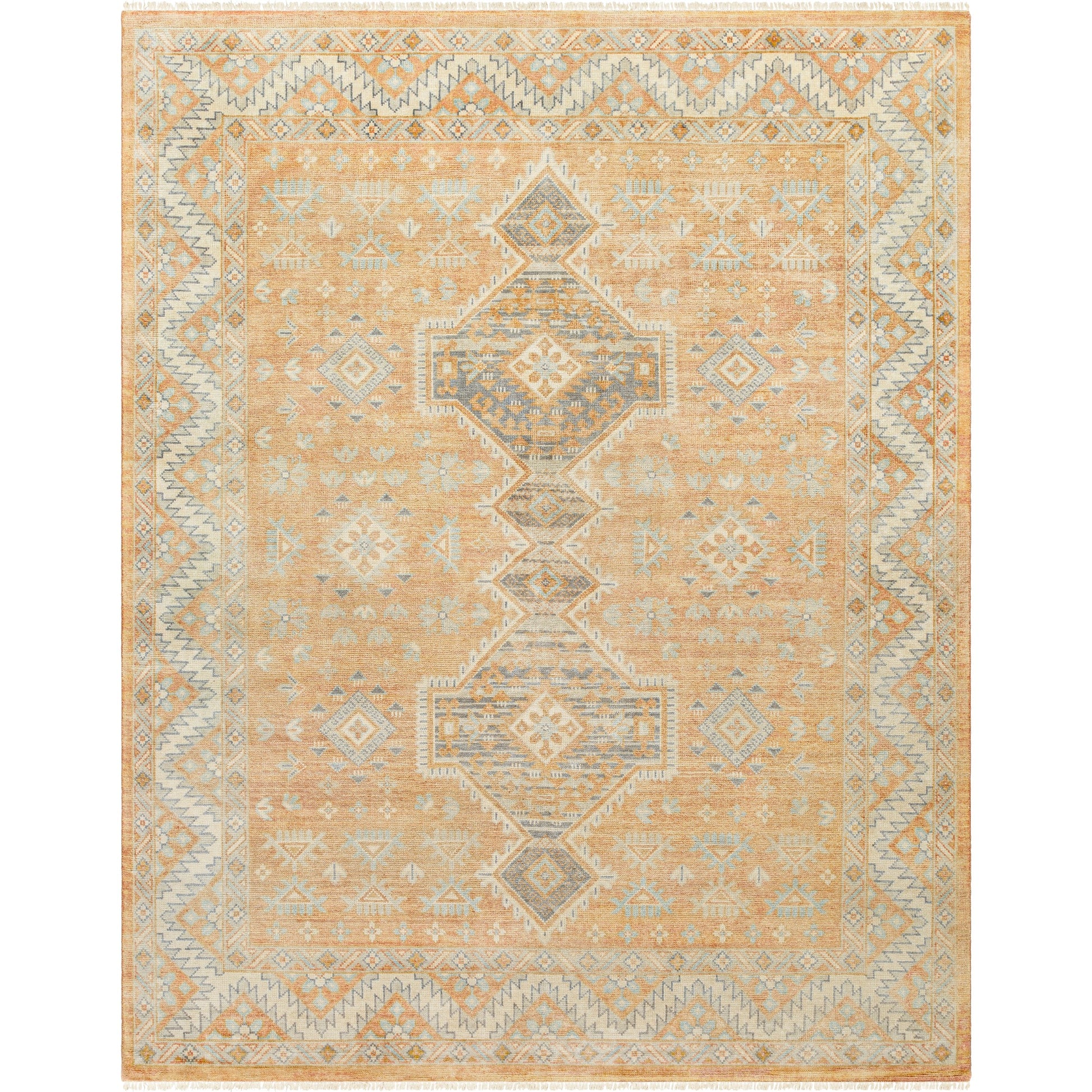 Bunyan BYN-2304 Rug by Surya in peach, slate, ivory. Made from main: 70% wool, main: 30% viscose in a unique style.
