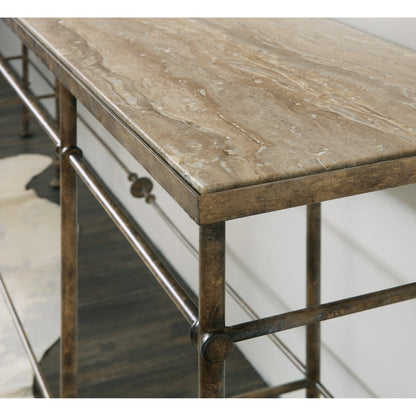 La Grange St James Metal and Stone Console by Hooker Furniture in black. Made from metal, stone in a modern style.