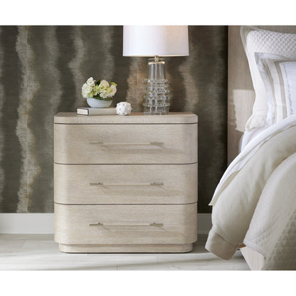 Modern Mood Three Drawer Nightstand by Hooker Furniture. Made from oak veneers in a modern style.