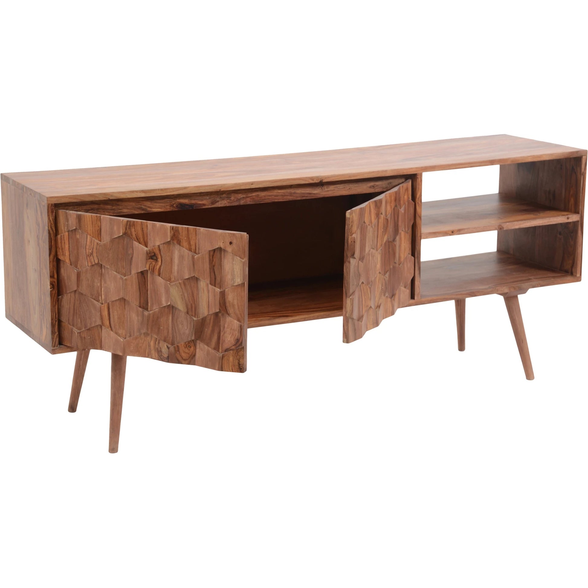 O2 Tv Cabinet by Moe's Home Collection in natural. Made from solid sheesham in a modern style.