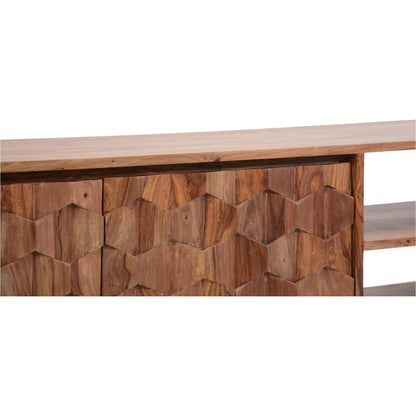 O2 Tv Cabinet by Moe's Home Collection in natural. Made from solid sheesham in a modern style.