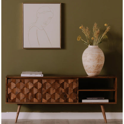 O2 Tv Cabinet by Moe's Home Collection in natural. Made from solid sheesham in a modern style.