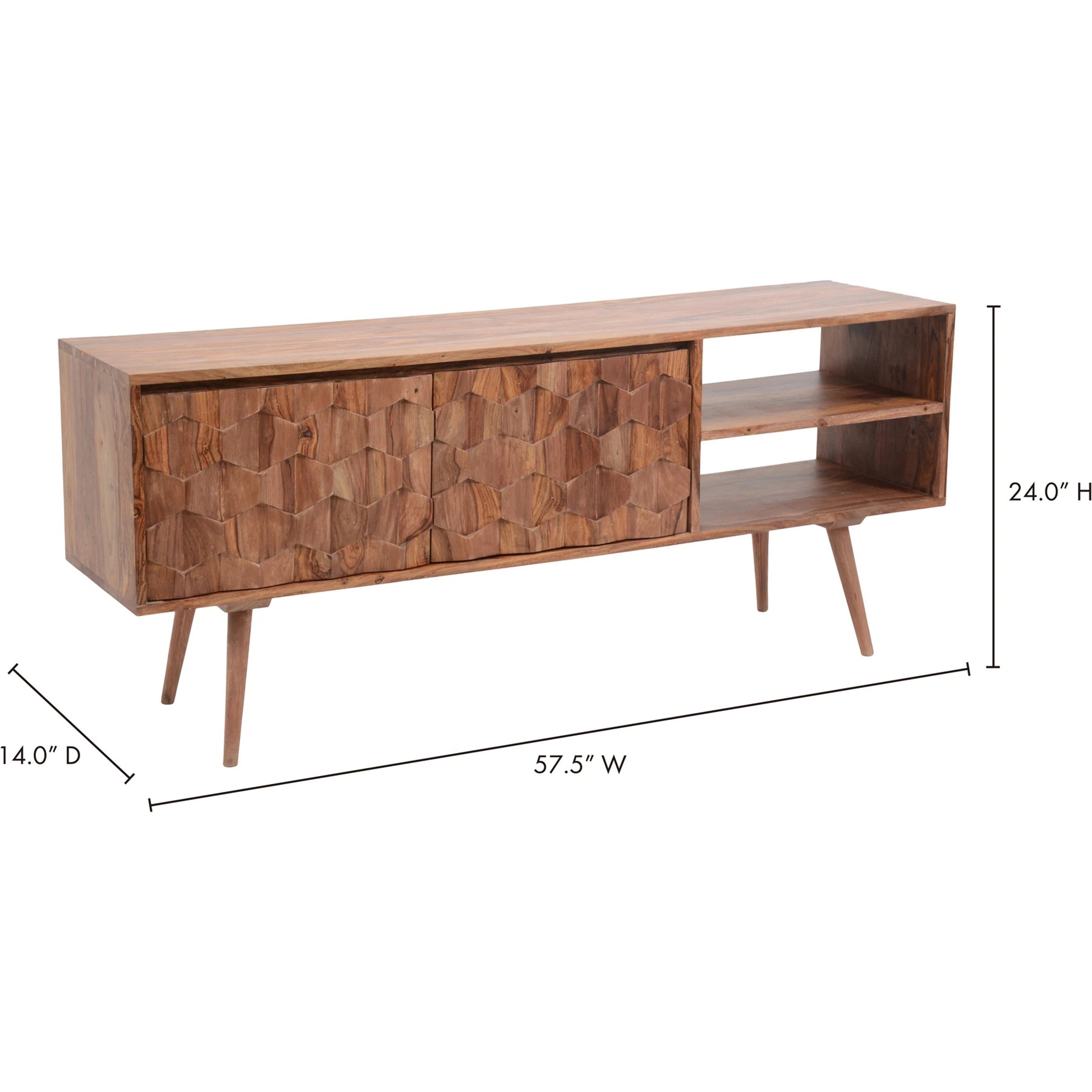 O2 Tv Cabinet by Moe's Home Collection in natural. Made from solid sheesham in a modern style.