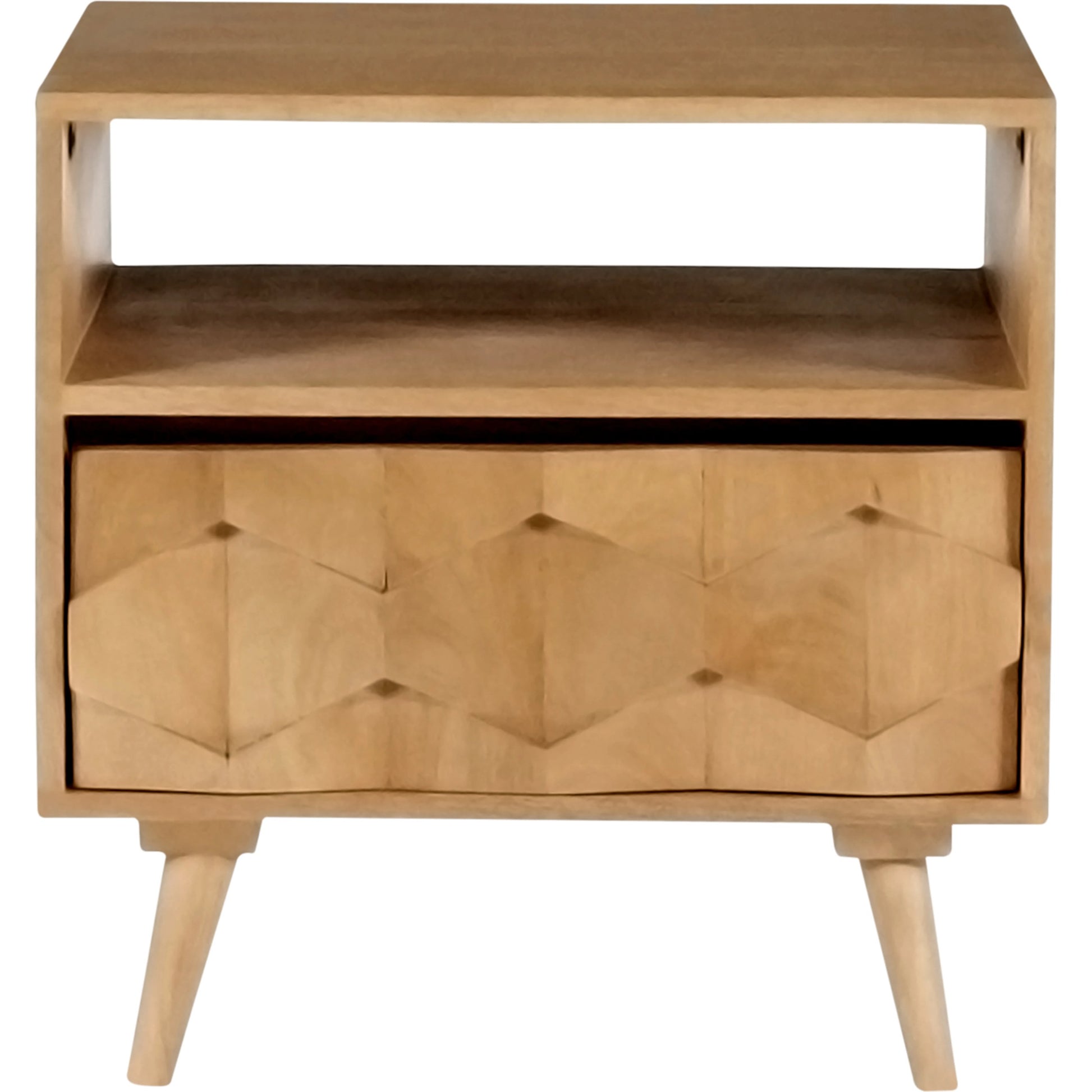 O2 Nightstand by Moe's Home Collection in natural. Made from sheesham wood, iron allen bolts in a modern style.