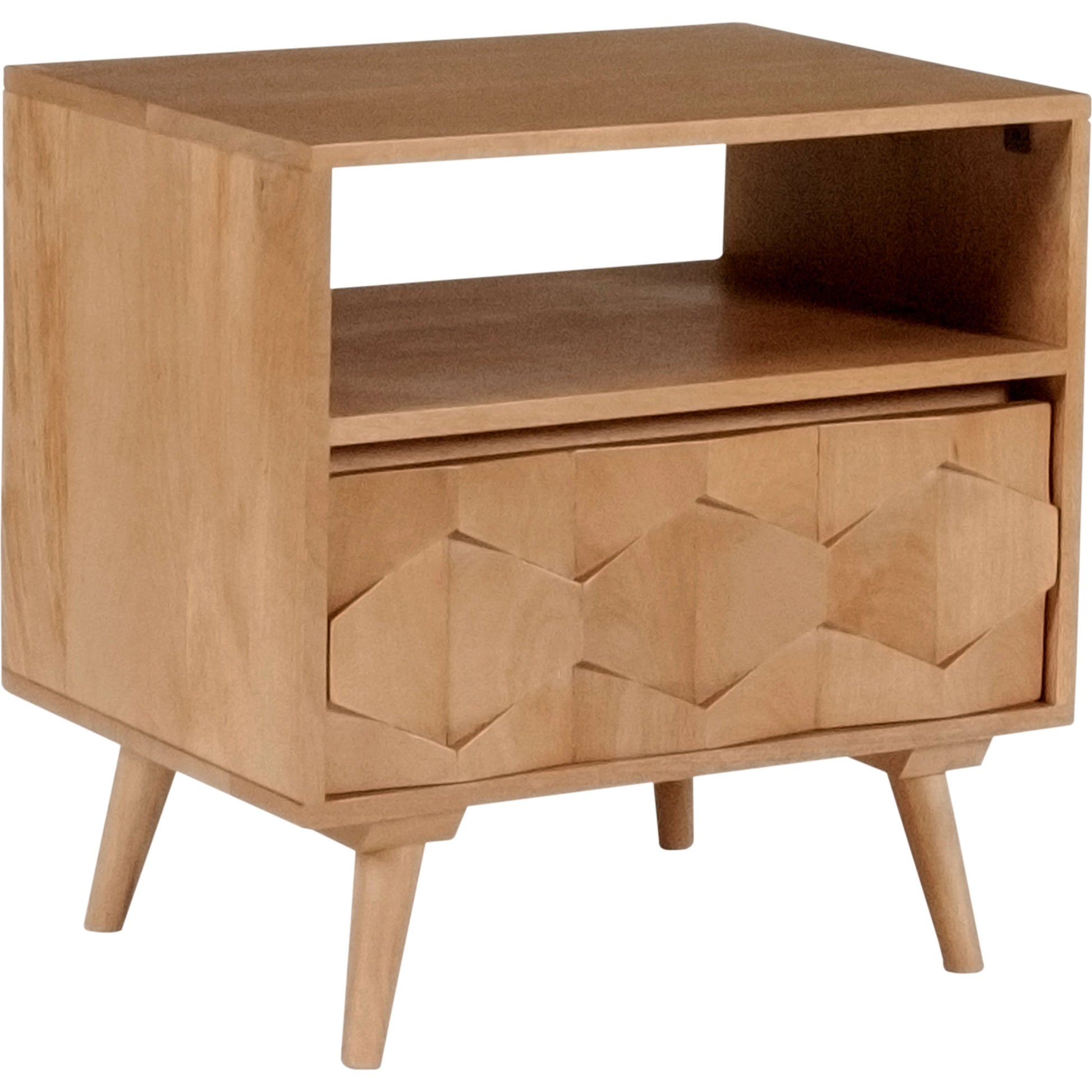O2 Nightstand by Moe's Home Collection in natural. Made from sheesham wood, iron allen bolts in a modern style.