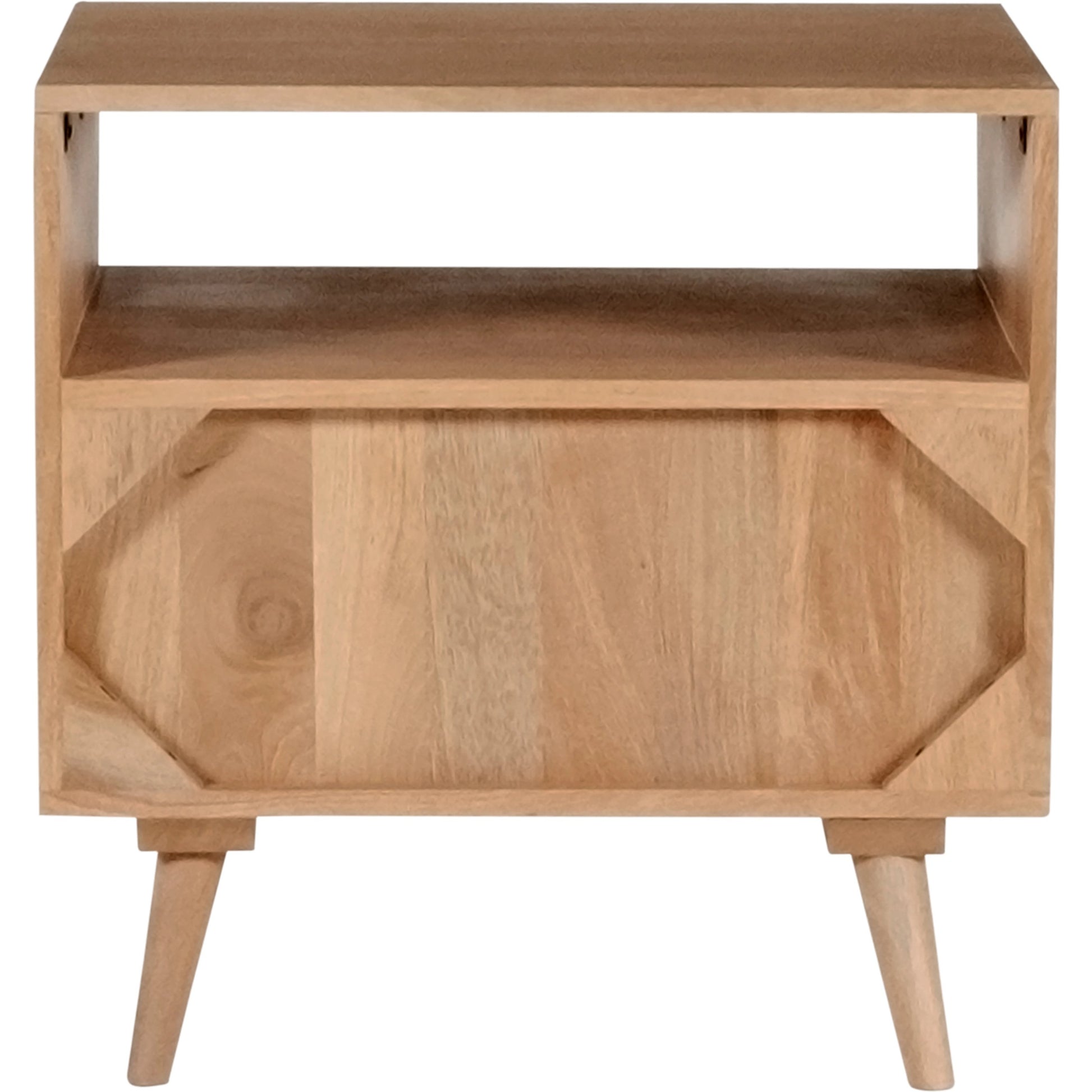 O2 Nightstand by Moe's Home Collection in natural. Made from sheesham wood, iron allen bolts in a modern style.