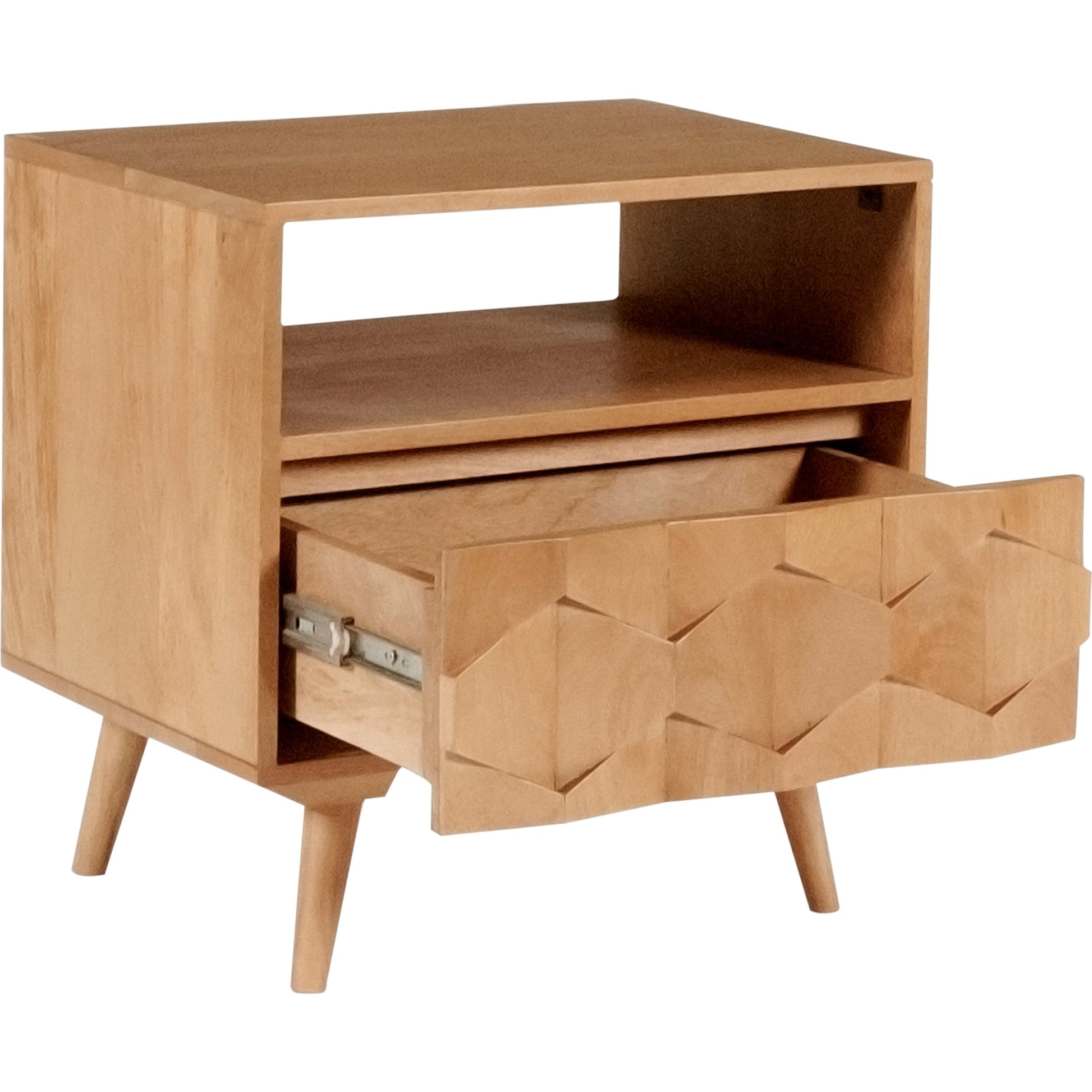 O2 Nightstand by Moe's Home Collection in natural. Made from sheesham wood, iron allen bolts in a modern style.