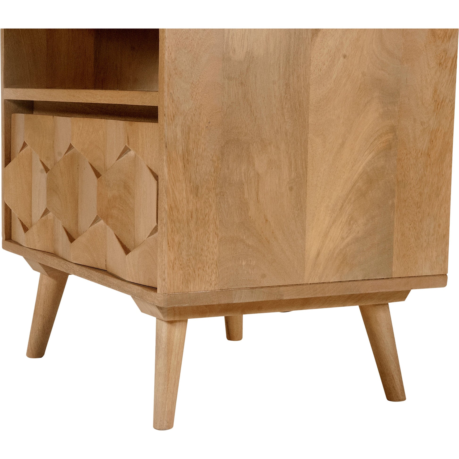 O2 Nightstand by Moe's Home Collection in natural. Made from sheesham wood, iron allen bolts in a modern style.