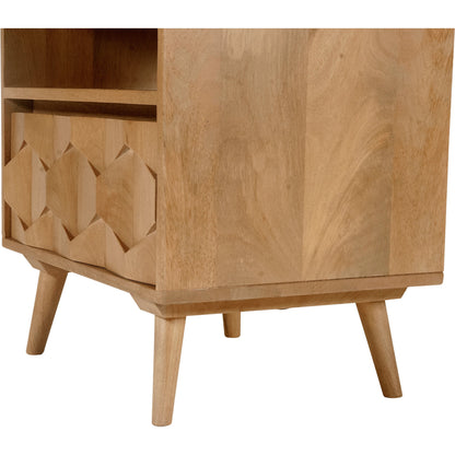 O2 Nightstand by Moe's Home Collection in natural. Made from sheesham wood, iron allen bolts in a modern style.