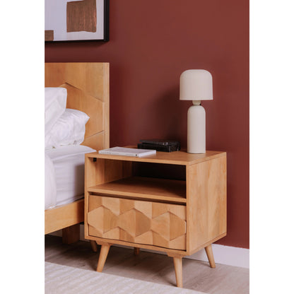O2 Nightstand by Moe's Home Collection in natural. Made from sheesham wood, iron allen bolts in a modern style.