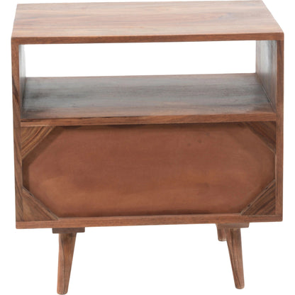 O2 Nightstand by Moe's Home Collection in natural. Made from sheesham wood, iron allen bolts in a modern style.