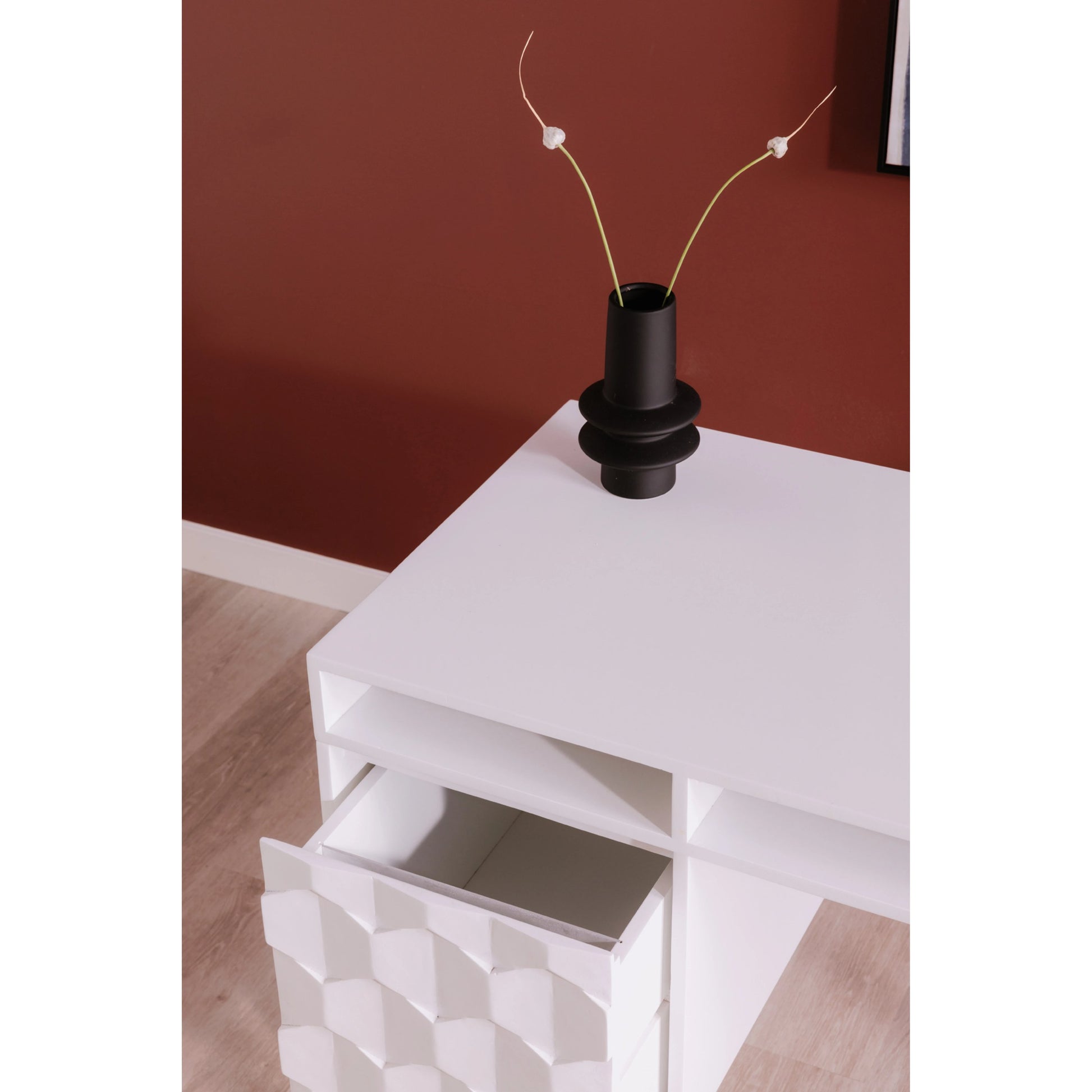 O2 Desk by Moe's Home Collection in natural. Made from solid sheesham in a modern style.