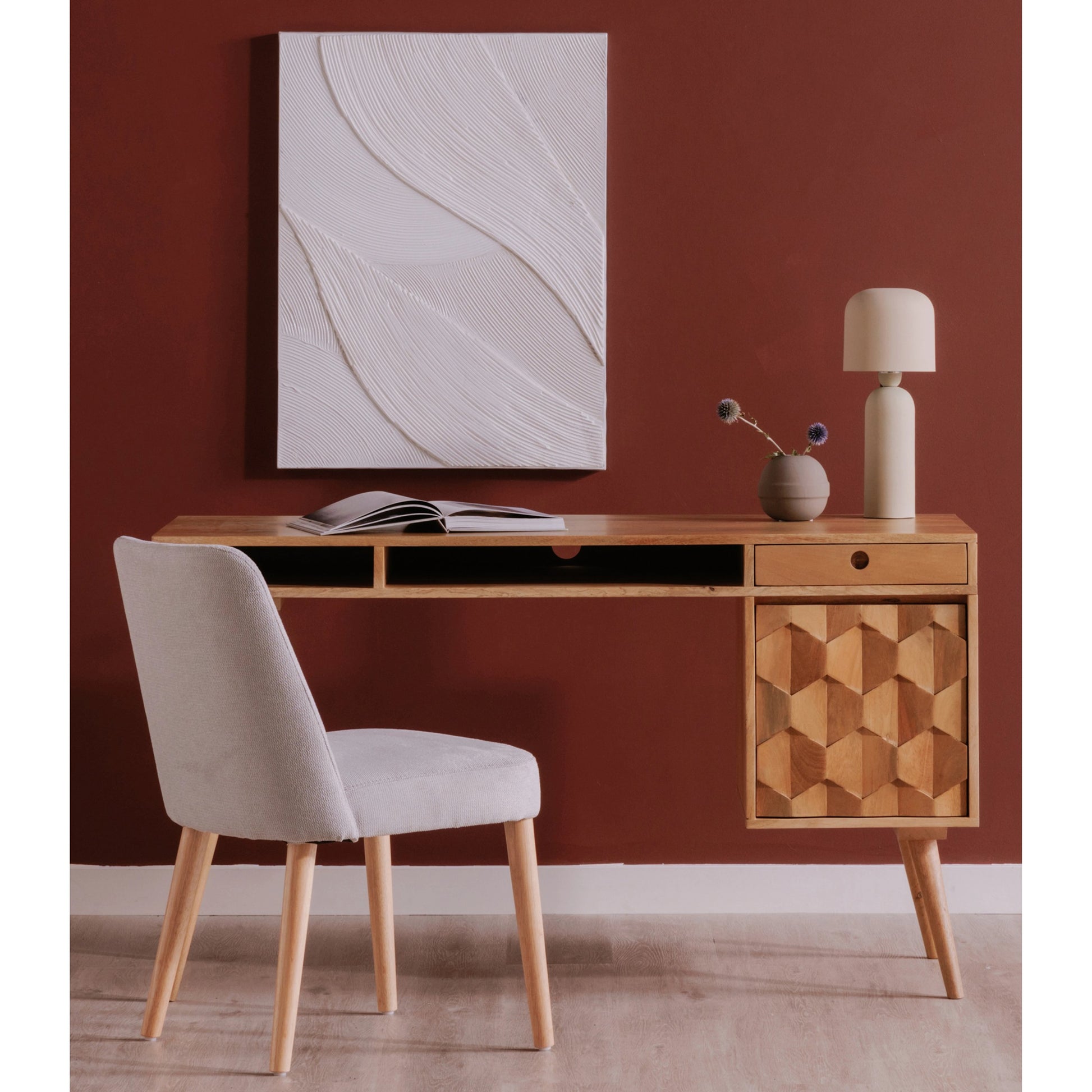 O2 Desk by Moe's Home Collection in natural. Made from solid sheesham in a modern style.