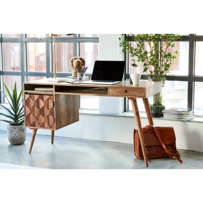 O2 Desk by Moe's Home Collection in natural. Made from solid sheesham in a modern style.