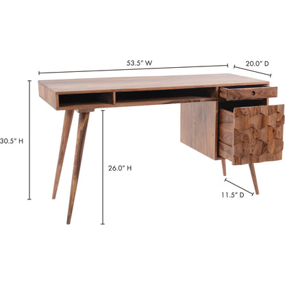O2 Desk by Moe's Home Collection in natural. Made from solid sheesham in a modern style.